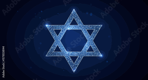 Radiant Star of David shines with a modern, digital glow, perfect for emblems and designs relating to Jewish heritage and symbolism.
