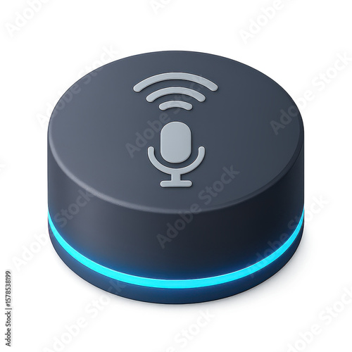 3D Icon of Smart Home Hub with Voice Icon and Wi-Fi LED Signal