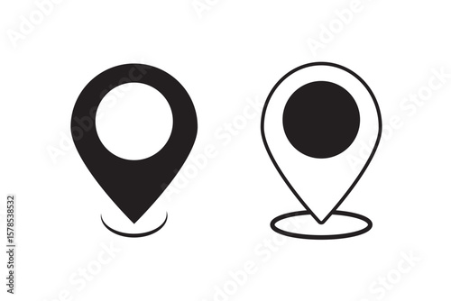 Map pin icon, location symbol.