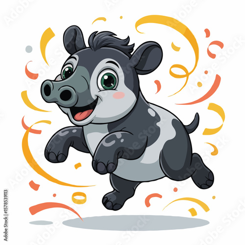 tapir character illustration posing happy design