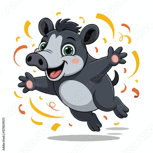 tapir design character illustration posing happy
