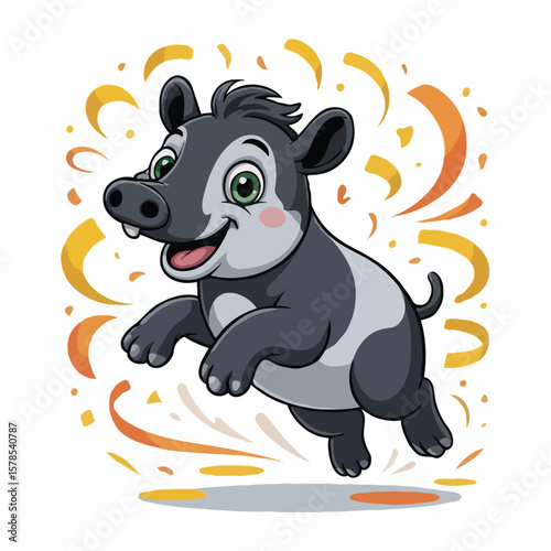 tapir illustration design character posing happy