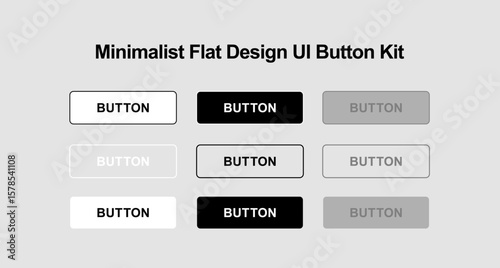 Vector illustration of buttons set in grayscale