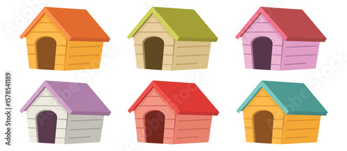 Collection of Colorful Cartoon Dog Houses
