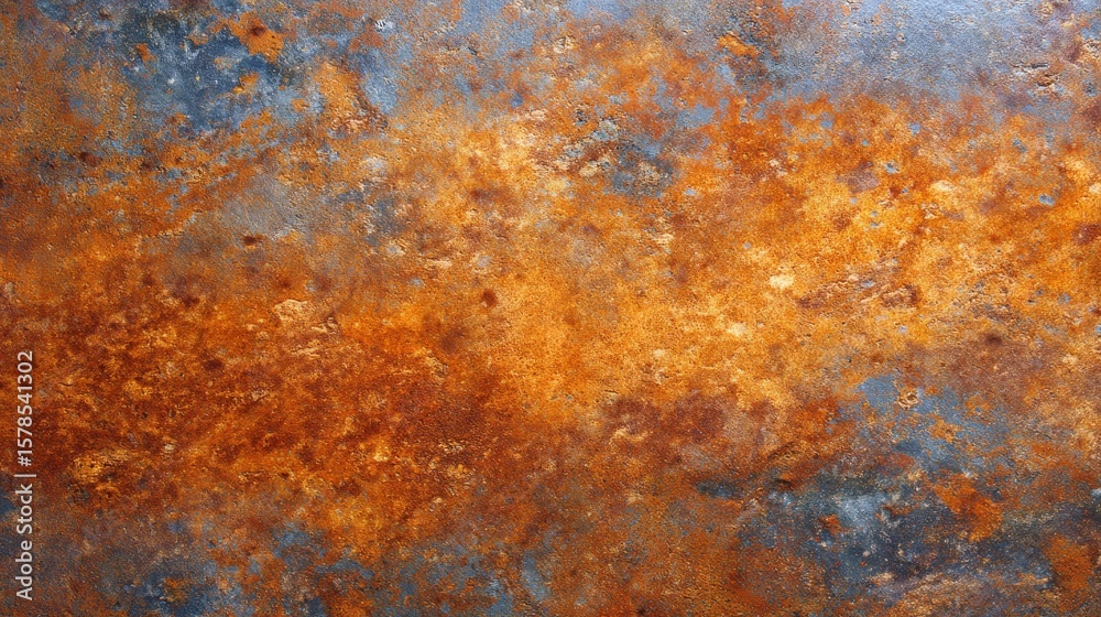Corroded Steel Plate Showing Vibrant Mix of Orange and Blue Hues from Acid Exposure Corroded Steel Plate Showing Vibrant Mix of Orange and Blue Hues from Acid Exposure