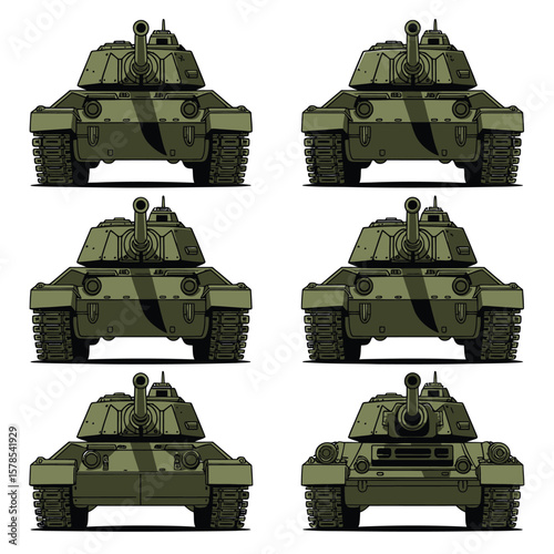 Military Tank Front View Illustration