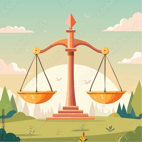 balanced scale representing justice and law