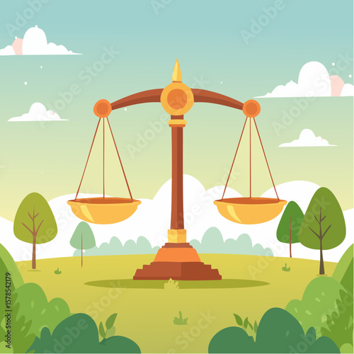 balanced scale representing justice and law