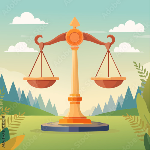 balanced scale representing justice and law