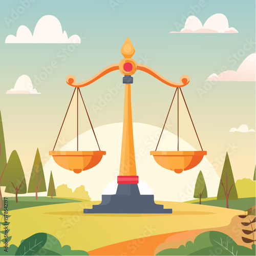 balanced scale representing justice and law
