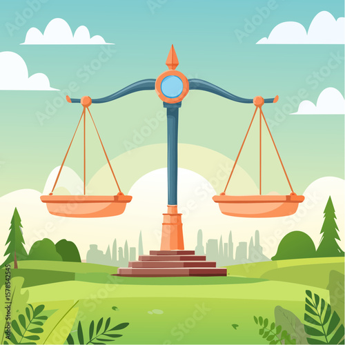 balanced scale representing justice and law