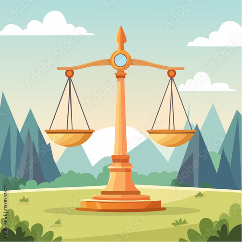 balanced scale representing justice and law