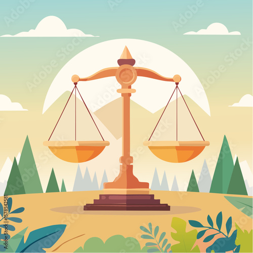 balanced scale representing justice and law