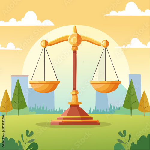 balanced scale representing justice and law