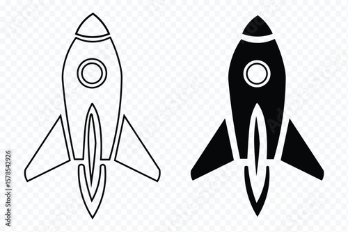 Rocket Launch Vector Icon Or Logo Illustration. rocket launch icon silhouette vector illustration. Rocket icon, rocket sign vector eps 10