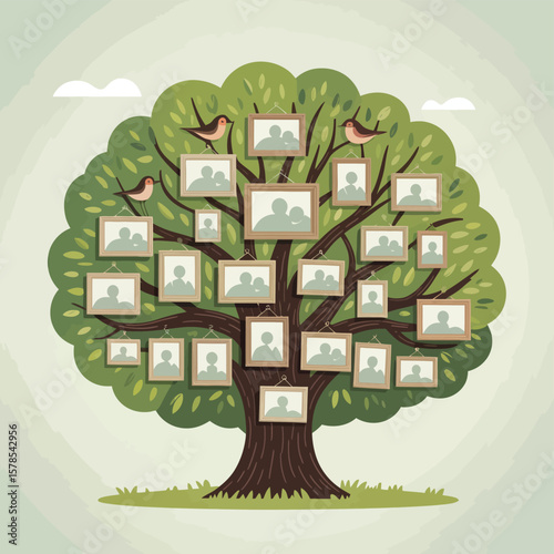 Family Tree Illustration with Pictures