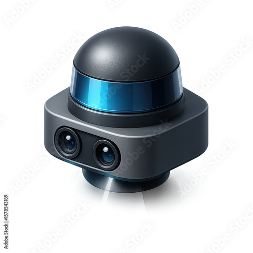3D Icon of Self-Driving Car Sensor Pack with Lidar Dome and Camera Beams