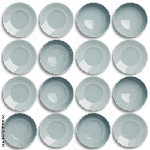 Light Gray Round Dishes Arranged in a Grid