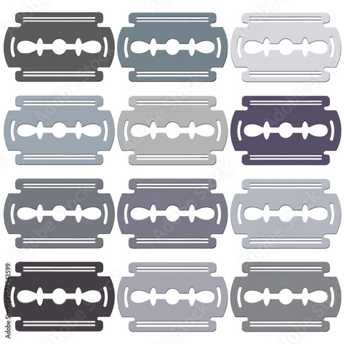 Set of Shaving Razor Blades in Different Shades