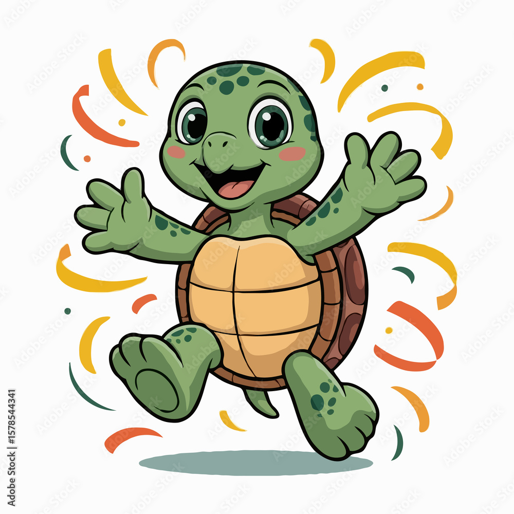 Fototapeta premium turtle character design illustration posing happy