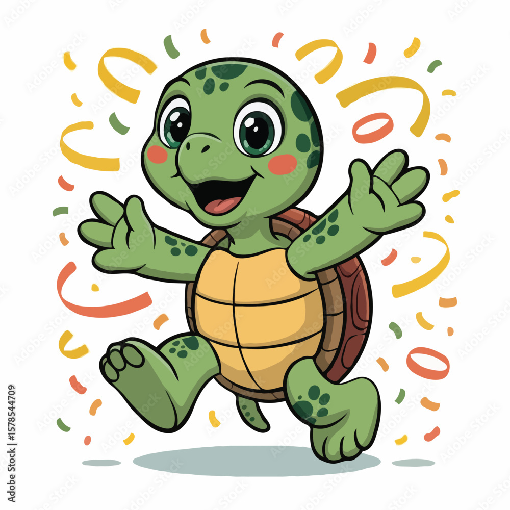 Obraz premium turtle design character happy illustration
