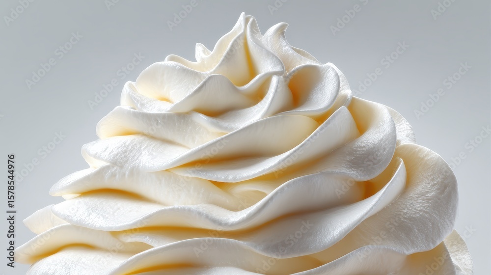 Closeup of soft vanilla creamy dessert. Delicious whipped cream on white background isolated Closeup of soft vanilla creamy dessert. Delicious whipped cream on white background isolated