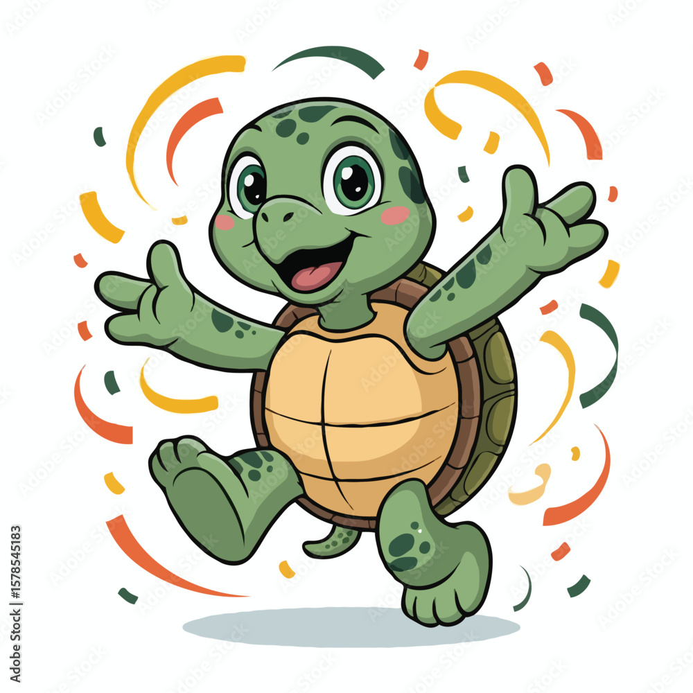 Obraz premium turtle design illustration character posing happy