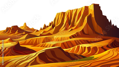 Amazing panoramic landscape of Erg Chebbi sand dunes in Western Sahara Desert, Morocco. Golden rippled sands, arid terrain, peaceful nature, dramatic sky, desert travel destination