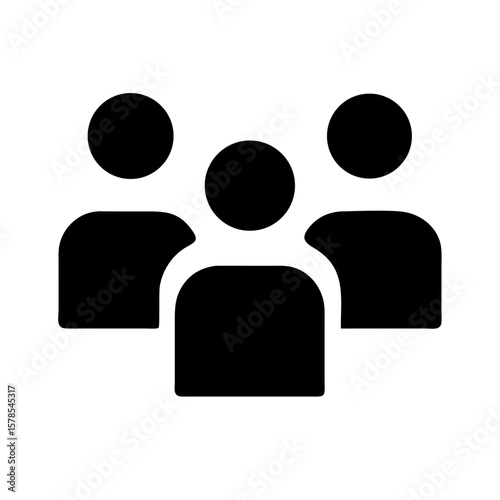 Group of people icons illustrating teamwork and collaboration, represented by simple silhouettes. This group of people icons symbolizes community engagement, unity, and shared goals.