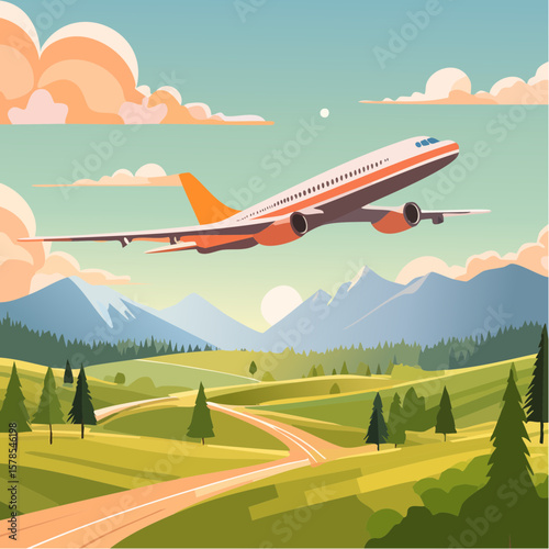 airplane abstract concept vector illustration