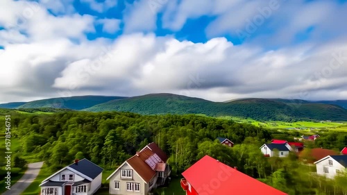 Wallpaper Mural Scenic Norwegian Village Nestled in Green Hills Torontodigital.ca