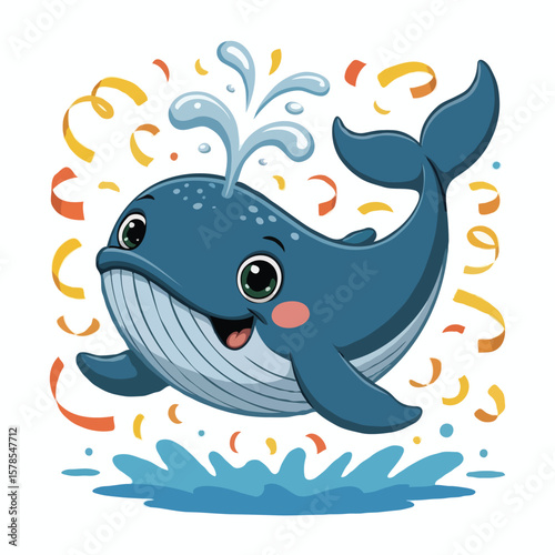 whale illustration character posing happy design