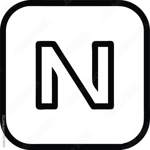 Vector art of the notion logo is a stylized n representing a digital workspace, isolated on white background