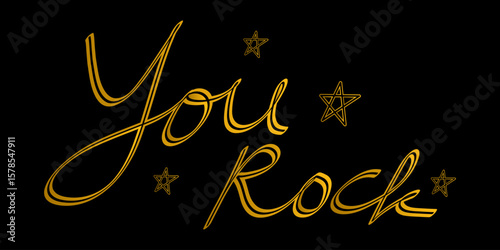 Handwriting phrase YOU ROCK for postcards, posters, stickers