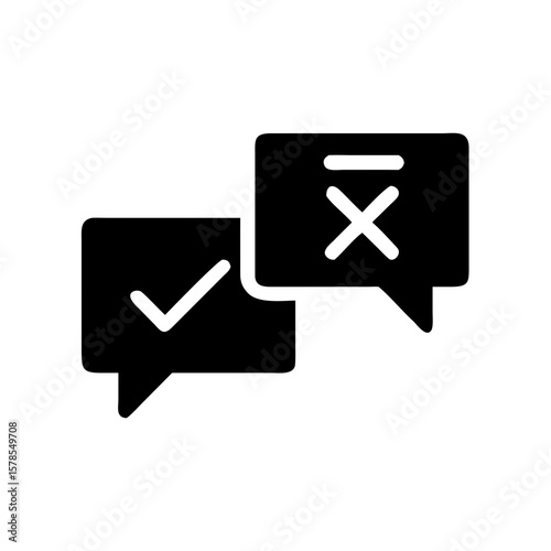 Check and Cross Speech Bubbles Icon – Approval and Rejection Vector