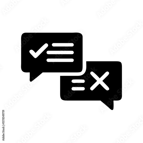 Check and Cross Speech Bubbles Icon – Approval and Rejection Vector