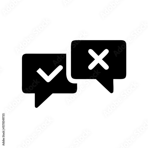 Check and Cross Speech Bubbles Icon – Approval and Rejection Vector