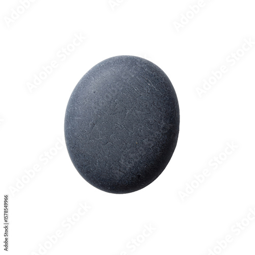 Canvas Print Smooth black spa stone with subtle shadows on clean white background