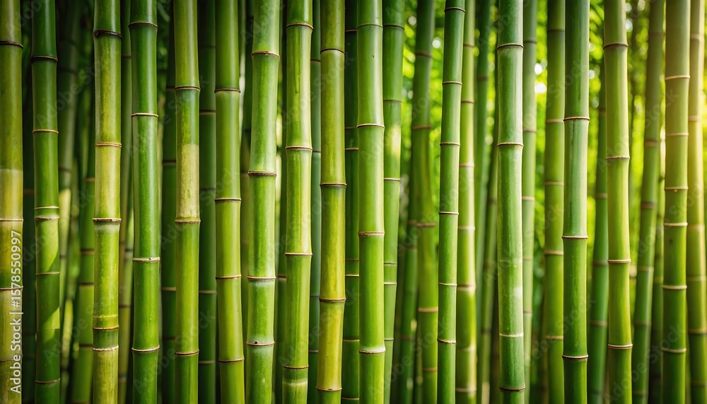 Lush green bamboo stalks densely packed Lush green bamboo stalks densely packed