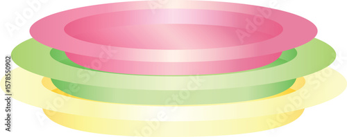 Stack of colorful plastic plates for party