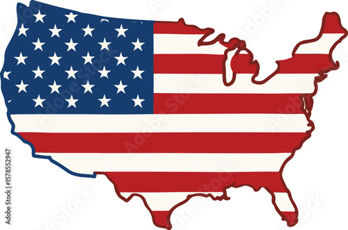 usa map with flag ,USA Map Silhouette with American Flag Colors – EPS Vector on White Background