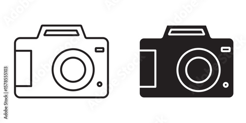 Camera icon set. photo camera in flat style symbol. A Set of Camera Icons in Various Styles. eps 10 