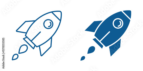 Rocket icon. Rocket launched icon vector. Startup icon line art, vector set . Rocket vector icon, Startup symbol, filled flat sign, solid pictogram isolated .  