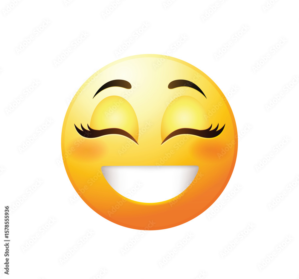 Fototapeta premium Girl emoticon vector illustration isolated. Happy emoji icon.