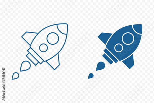 Rocket icon. Simple outline rocket sign on transparent background .  eps 10 