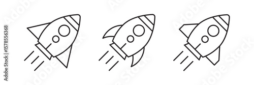 Vector Rocket Icons . rocket sign. Spaceship  icon. flat design, ideal for space, startups, and creative projects.  