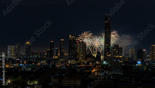 Photography The blurred background of fireworks (light trails) is beautiful at night, seen in the New Year holidays, Christmas events, for tourists to take pictures during public travel