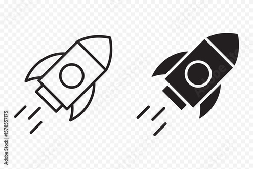 Rocket icon symbol vector illustration isolated on transparent background  . rocket launch icon silhouette vector illustration .  