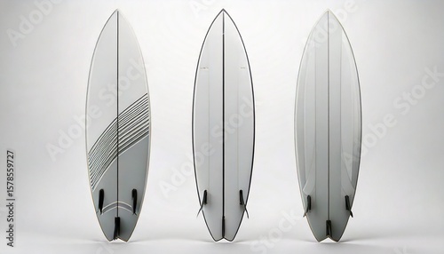  Surf board blank, short surfboard. 3D render illustration, isolated on white background