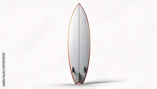  Surf board blank, short surfboard. 3D render illustration, isolated on white background